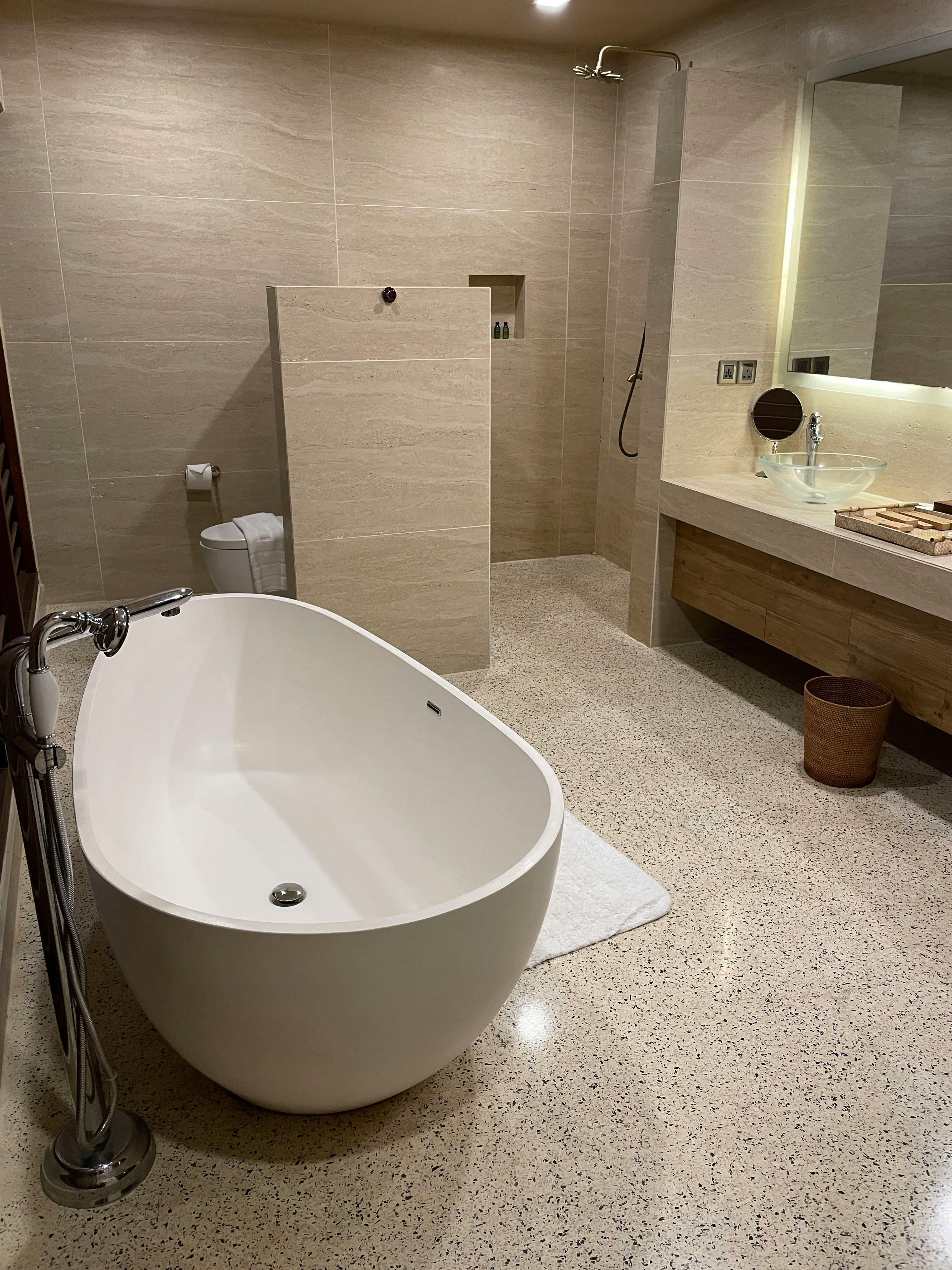 Bathroom with modern fixtures and industrial touches